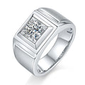 Classic Square Style Jewelry Rings 925 Sterling Silver White Gold Plated 1ct Level D Vvs Moissanite Diamond Men Wedding Rings