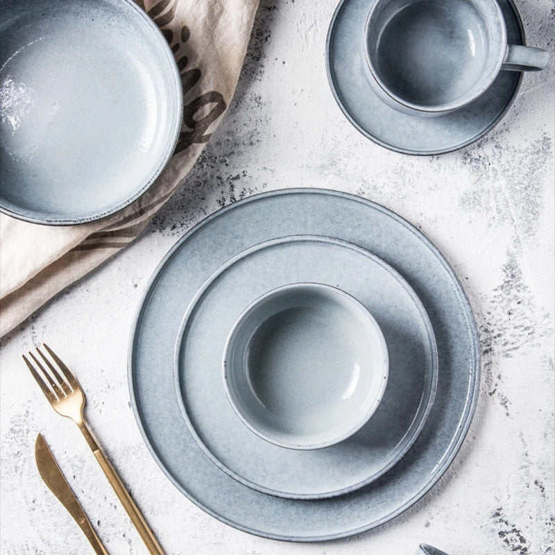 Custom Ceramic Wedding Dinner Plate Set Round Hotel Use Salad Dessert Sushi Fruit Plate Personalized Nordic Coffee Mug Wholesale