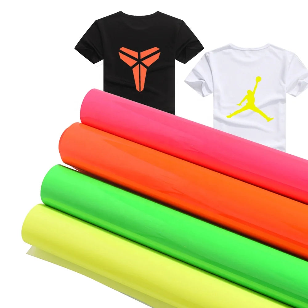 Wholesale Heat Transfer Vinyl Factory PU Neon Heat Transfer Vinyl Fluorescent HTV Iron on Heat Press T-Shirts Hats Clothing Bags