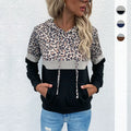 Hot Selling Leopard Print Tops Women's Casual Comfortable Warm Windproof Hoodie Spring Patchwork Hoodie
