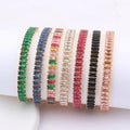 18k Gold Plated Dainty Colorful Cubic Zirconia Cz Tennis Bracelets 6mm Artificial Diamond Rainbow Bracelet Jewelry for Women Men