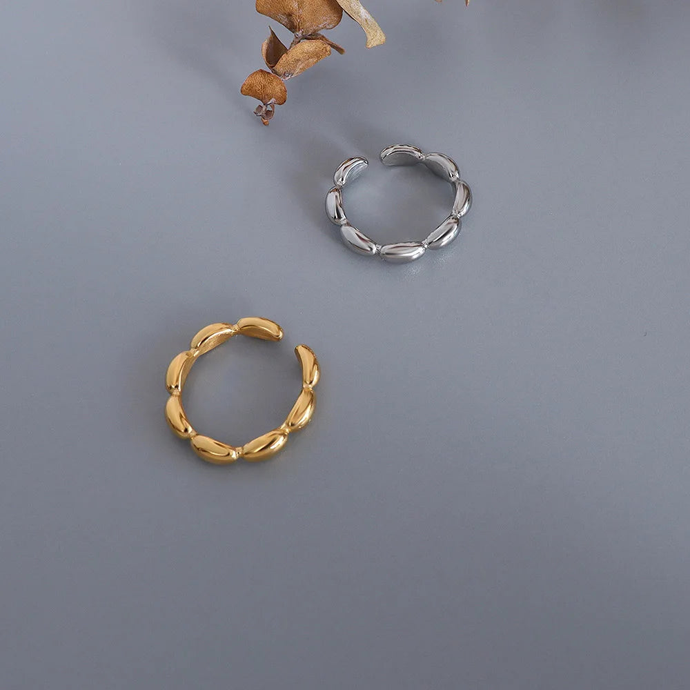 French Style Ring Geometry Oval Splice Ring Ins Non-fade Titanium Steel Ring