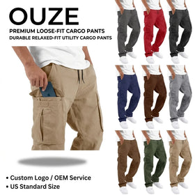 Mens Cargo Pants With Side Pockets Fashion Trousers for Men Regular Fit Casual Pants