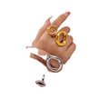 Modern Stainless Steel Ring 18K Gold Plated Open-Ended Ins Square Letter Clavicle Trendy Gift