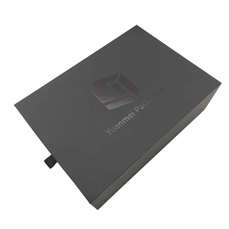Luxury Custom Logo Drawer Box Black Drawer Box Black Stamped Logo With Sliding Drawer Box