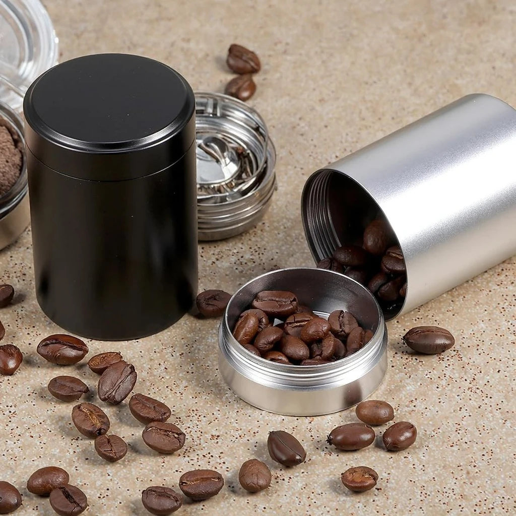 Multi-Purpose Aluminum Airtight Storage Jar Screw Cap Metal Tin Container for Tea Coffee Spices Medicine Cylinder Shape