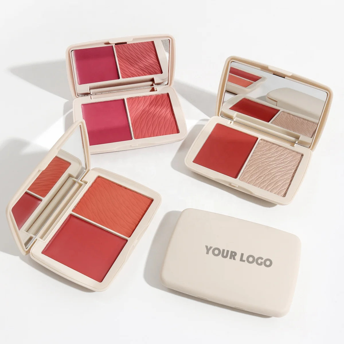 New Arrival Pink 2 Tone Blush Highlighter Palette for Black Skin Vegan Cheek Tint Waterproof Powder Cream Makeup Blush Palette