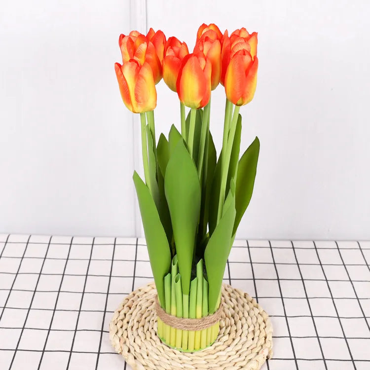 Wholesale 12-head Artificial Tulips Bouquet Flower for Table Flower Arrangement