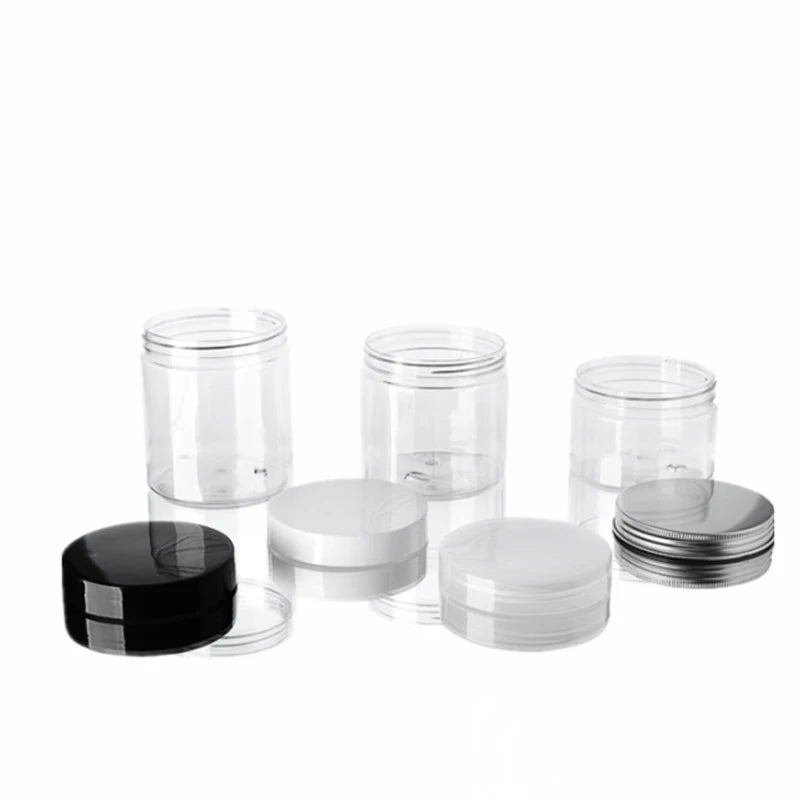 30g 80g 100g 250g 500g clear Amber Black PET Plastic Cosmetic Cream Jar with Plastic Lid Skin Care Packaging
