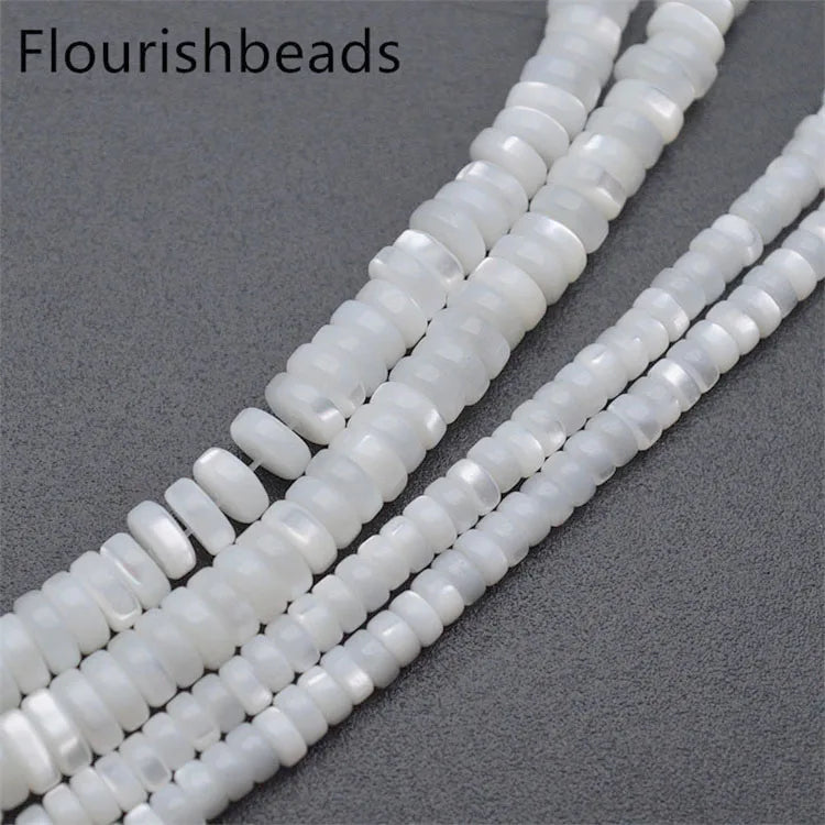 Jewelry Making Supplies 2x4mm 2x6mm White Rondelle Hesh MOP Shell Loose Beads for DIY Necklace Bracelet Making