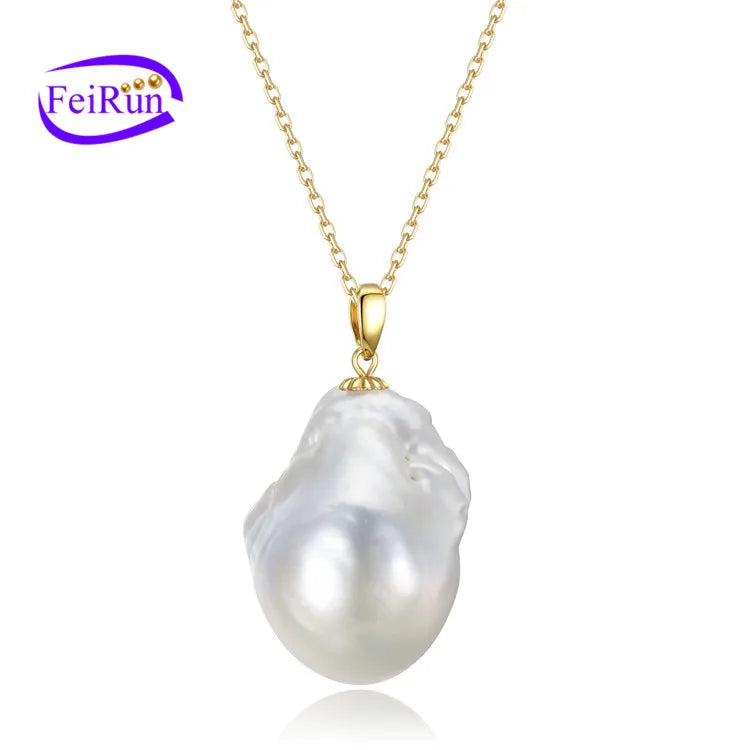 FEIRUN 15*20mm Good Quality 925 Silver Natural Freshwater Pearl Pendant