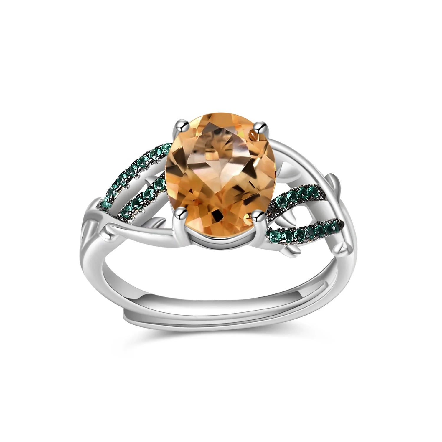 Abiding Custom Fine Jewelry Gemstone Ring Wholesale Ready to Ship Yellow Stone Sterling Silver Ring