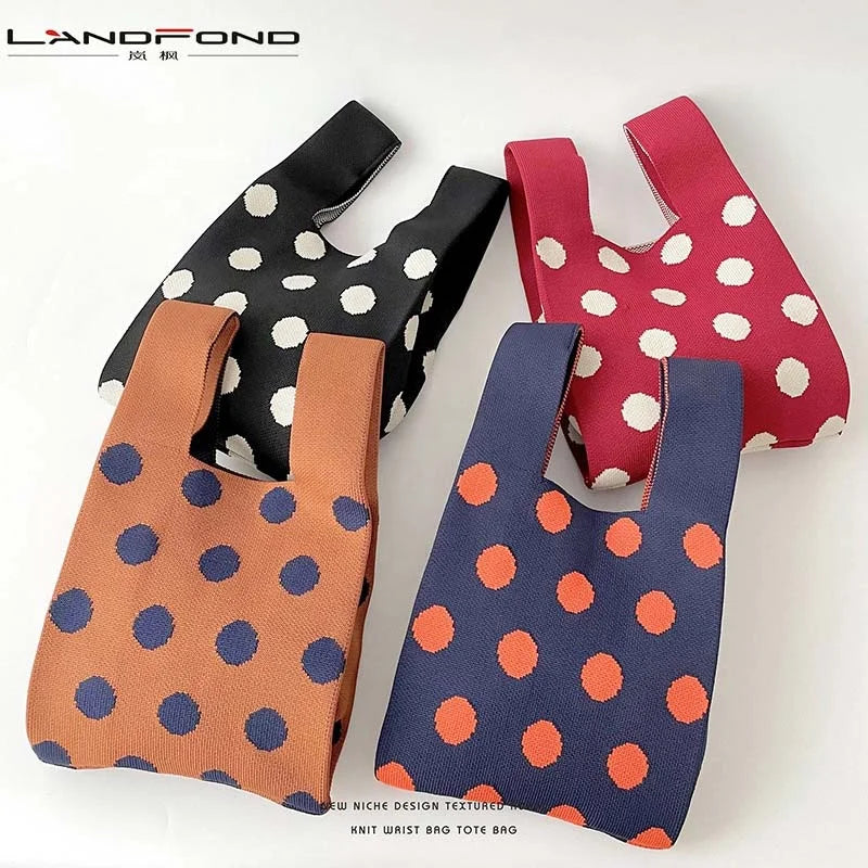 Landfond New Design Knitted Printed Tote Bag Shopping Tote Bags