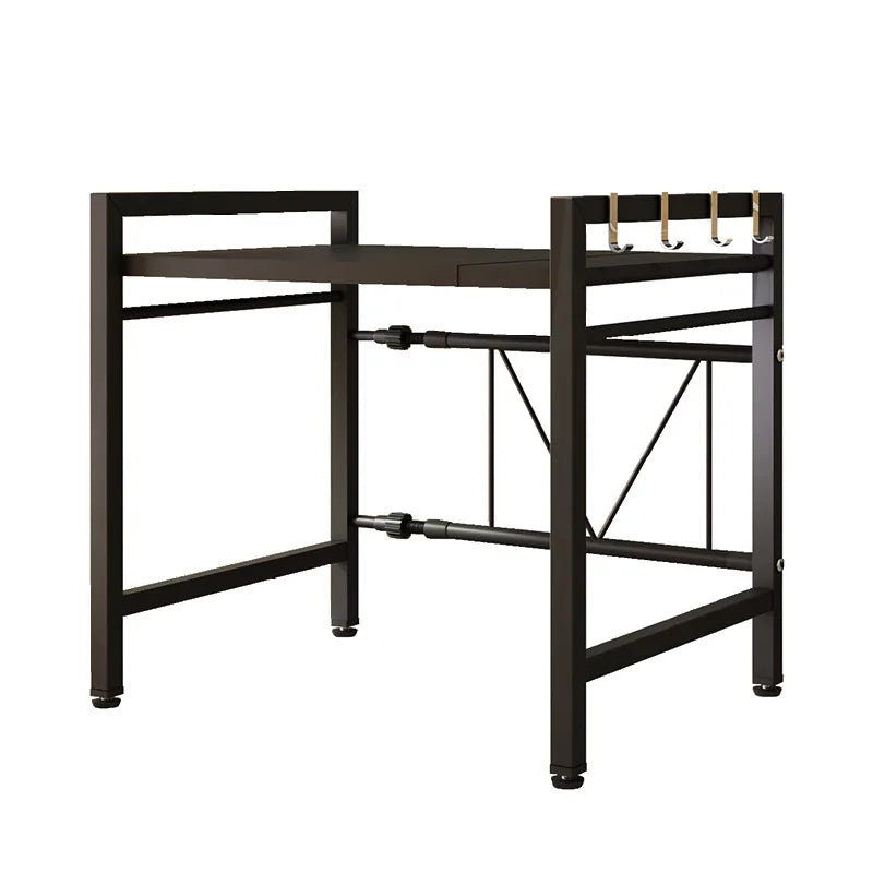 Expandable Microwave Oven Rack Single Tier Kitchen Countertop Storage Extension Shelf