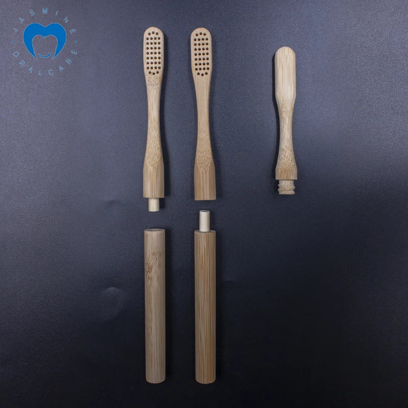 Reuse Replaceable Head Wooden Charcoal Natural Biodegradable Long Handle Adult Bamboo Toothbrush