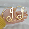 Custom Initial Hoop Earrings 18K Vacuum Gold Plated Stainless Steel Personalized Letter Earrings for Women Gift