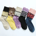 Wholesale Luxury Retro Floral Three-dimensional Pile Cotton Socks for Women Knitted Crew Length Breathable Anti-Slip for Autumn