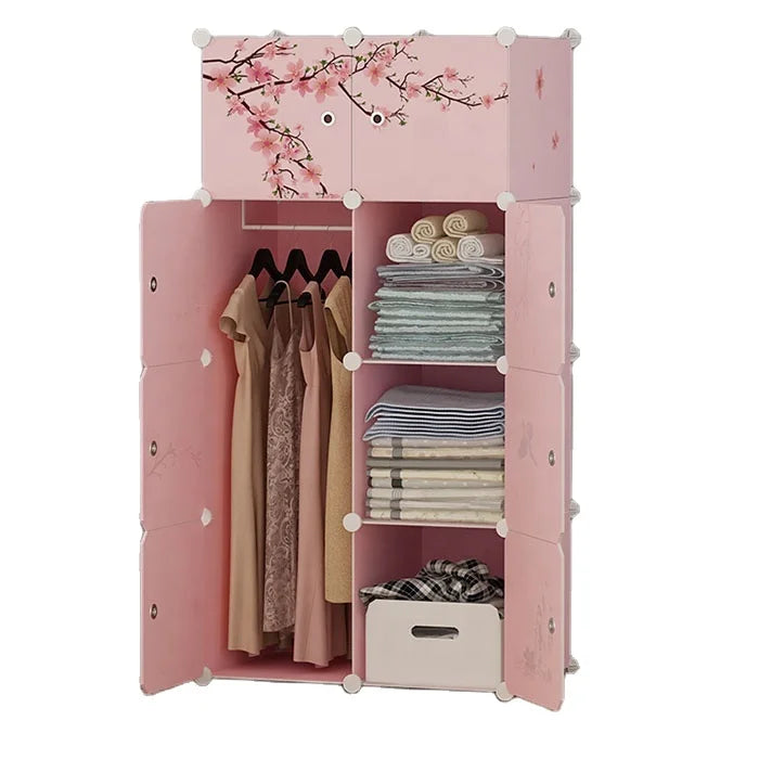 Modern Portable Lockable Plastic Printed Wardrobe for Bedroom Hospital Workshop-Simple DIY Furniture for Dining