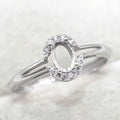Sterling Silver 4*6mm Semi Mount Ring Empty Frame Blank Support Claw Setting S925 Base Holder Without Center Stone for DIY Inlay