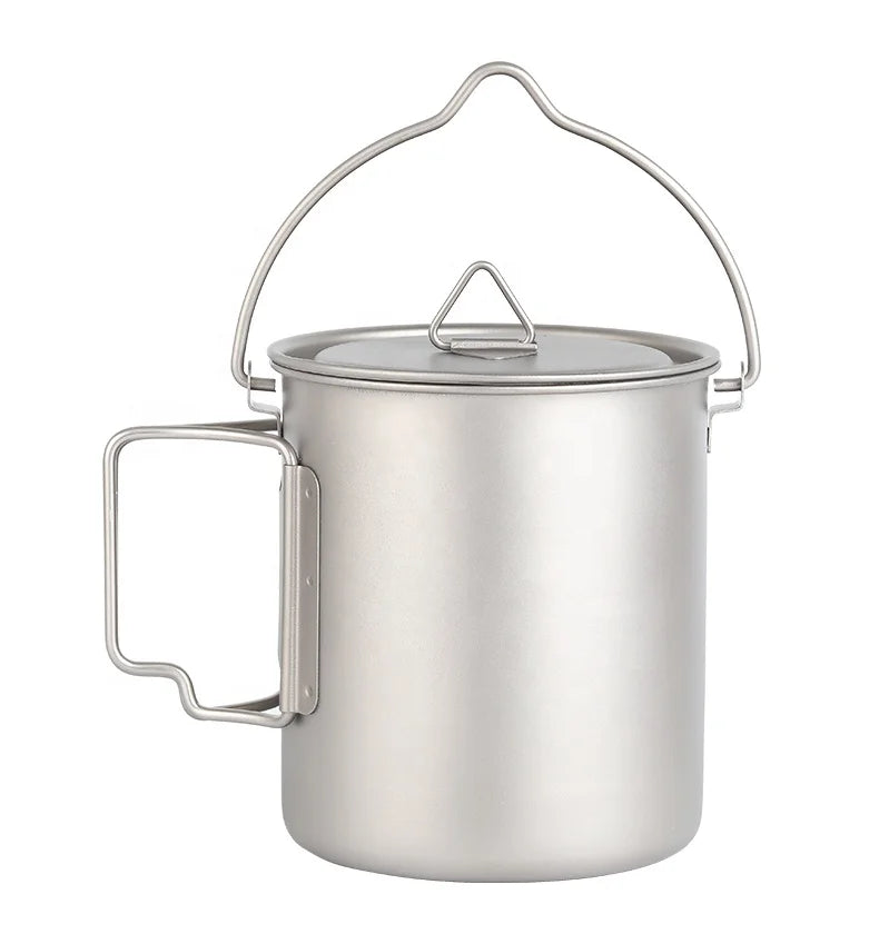 Travel Accessories Titanium Cup 750Ml Ultralight Portable Pot Titanium Water Mug Cup for Outdoor Camping Cookware