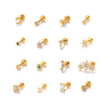Melynn Flat Back Labret Piercing Stud 925 Serling Silver Zircon Paved Earrings Piercing Fashion Jewelry Piercing Jewelry