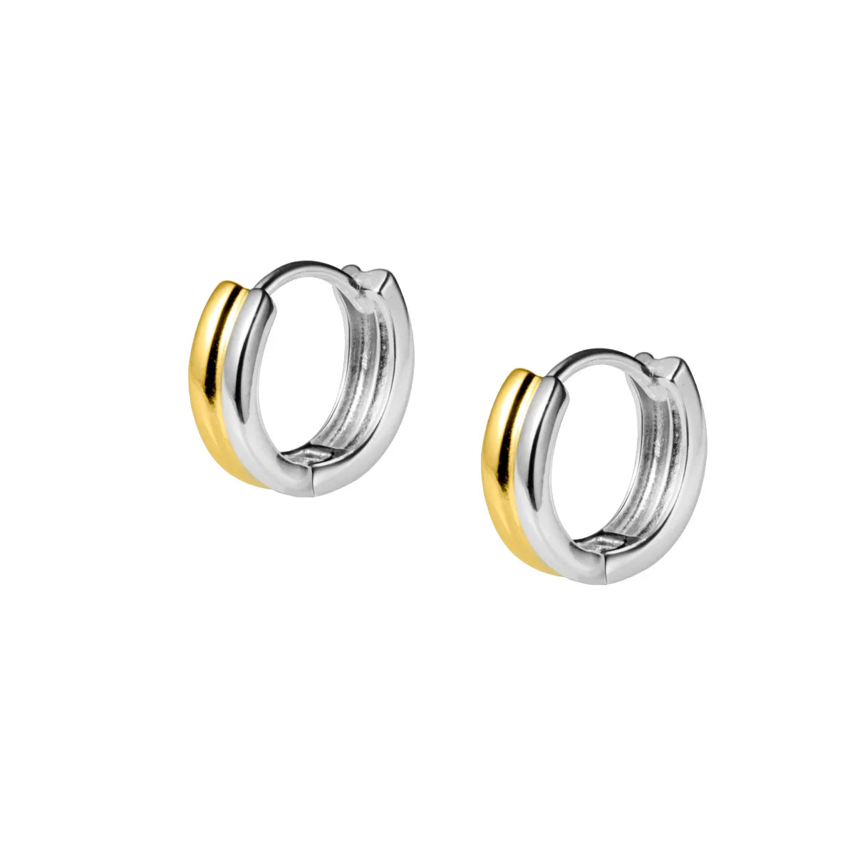 Daidan Silver Earrings 925 Sterling Hoops Trendy Two Tone Gold and Silver Hoop Gold Plate Bold Earings for Ladies