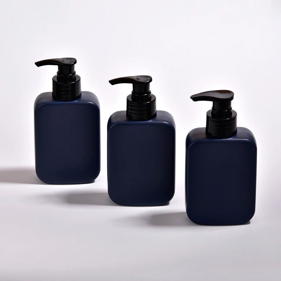 180ml Square Blue Black HDPE Personal Care Plastic Skincare Moisturizer Lotion Shampoo Conditioner Bottle