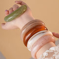 2025 New Arrival Retro Artificial Transparent Acrylic Smooth Cross Dyed Open Mouth Bracelet for Women Cuff Open Bangle Bracelets