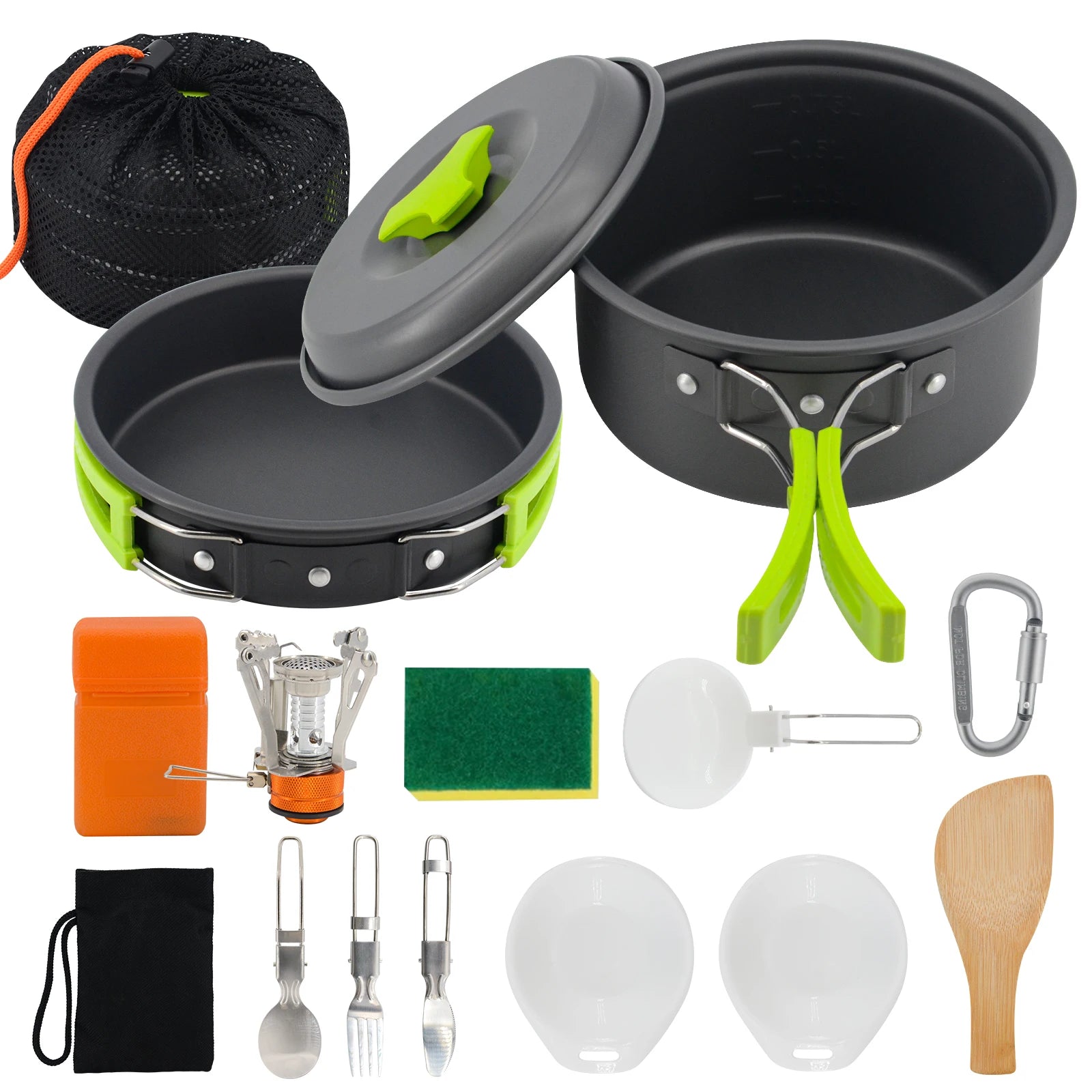 Portable 3-Piece Camping Cookware Set with Induction Stove Backpacking and Travel Outdoor Frying Pans Kitchen Kit