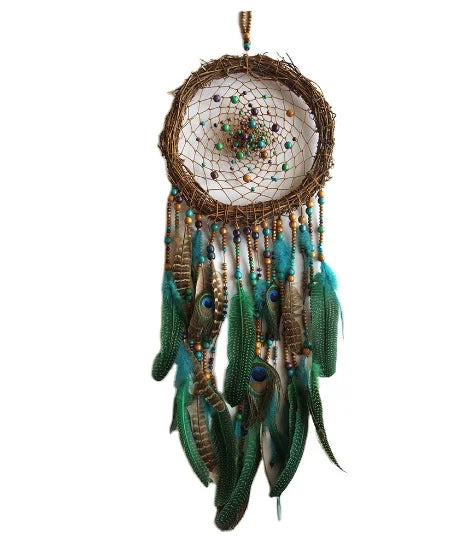Creative Handmade Carved Organic Material Five-Ring Flower Theme Dream Catcher Pendant Living Room Bedroom Wall Hanging