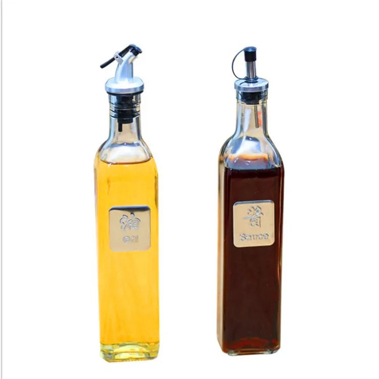 Olive Oil Glass Bottle 150ML 250ML 500ML 750ML 1000ML Square Shape with Airtight Spout Dispenser for Kitchen for Vinegar Cruet