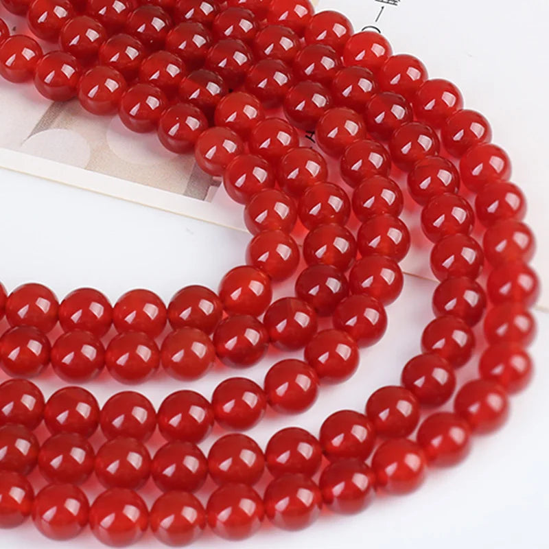 Wholesale Natural  Red Agate Carnelian Gemstone Round Loose Beads for Jewelry Making Necklace Bracelet