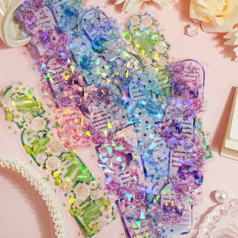 5 Pieces/Pack Pet Sticker Pack Flower Series Ins Flash Film Hand Account DIY Material Decoration Stickers 4Models