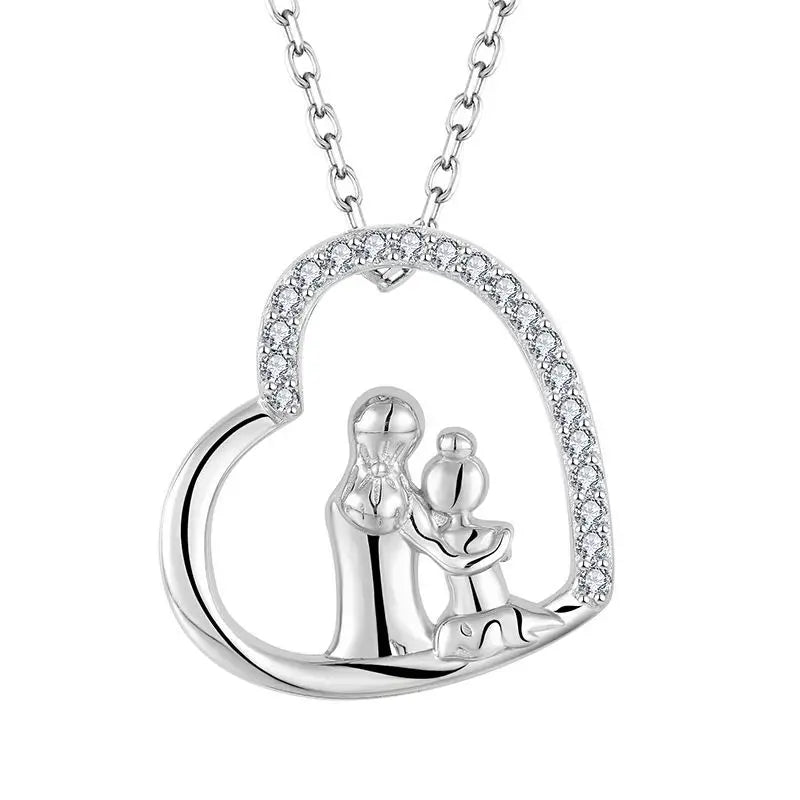YH JEWELLERY Wholesale Jewelry New Trendy Sterling Silver Heart Two People Pendant Necklace Jewelry Gift for Women Girls Gift