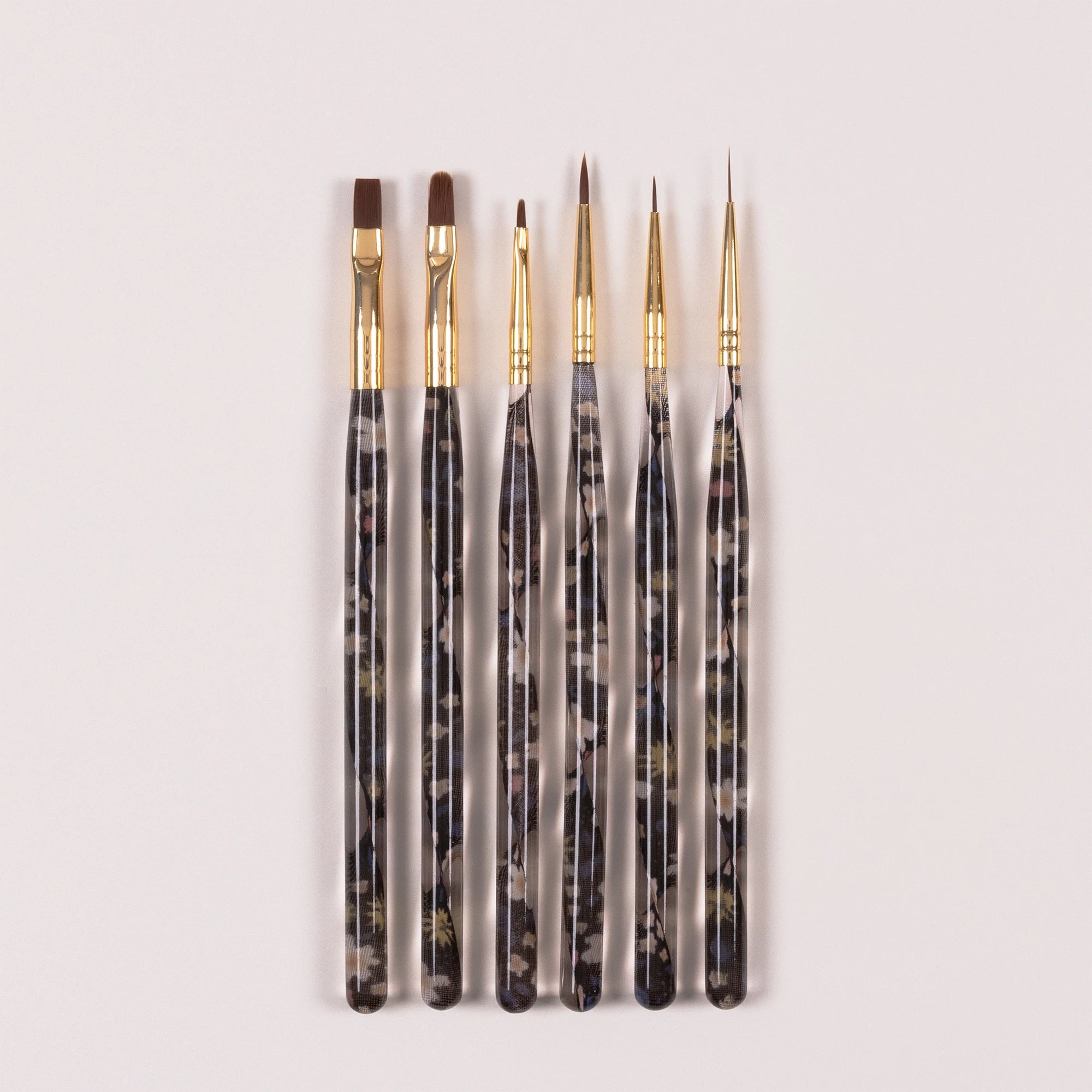 2022 Professional High Quality Luxury Multifunctional Flat Acrylic Handle Nylon Synthetic Nail Set Liner 6-Piece Paint Pen for