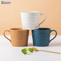 2026 Wholesale European Style Retro Handmade Embossed Color Ceramic Mugs Coffee Cups Set Milk Mug