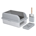 Custom Private Label Large XL Cat Litter Box 20L Capacity Easy Clean Splash-Proof Plastic Stainless Steel Square Paws & Tails