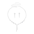 Silver Plated Clear Rhinestones Women Jewelry Sets Elegant Weddings Tassel Necklace Earrings Sets