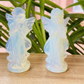 Natural Stone Crystal Guardian Angel Figurine Healing Angel Statue Opalite Carved Angel