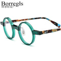 Borregls Acetate Glasses Frame Women New High-Quality Retro Small Round Eyeglasses Optical Spectacle Men Vintage Eyewear 19177