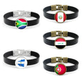Factory Leather Armband 232 Countries National Flag Design Bracelet Wristband Unisex Flag Genuine Leather Bracelet for Women