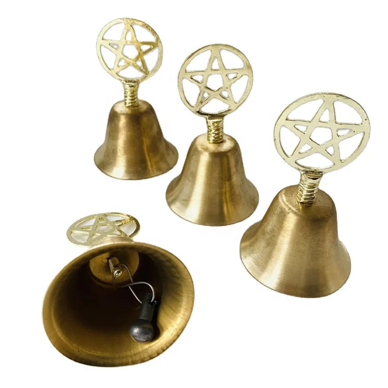 Wholesale custom alloy lucky bell pentagram metal bell for xmas ornament