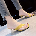Square Head Transparent Sandals Women Heels slippers 411