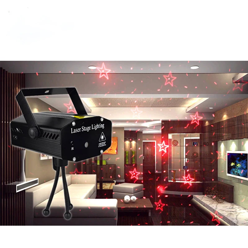 YSH Star-Shower Disco Light Mini DJ Laser Projector Light RG Stage Party Lights Christmas Decoration for Home
