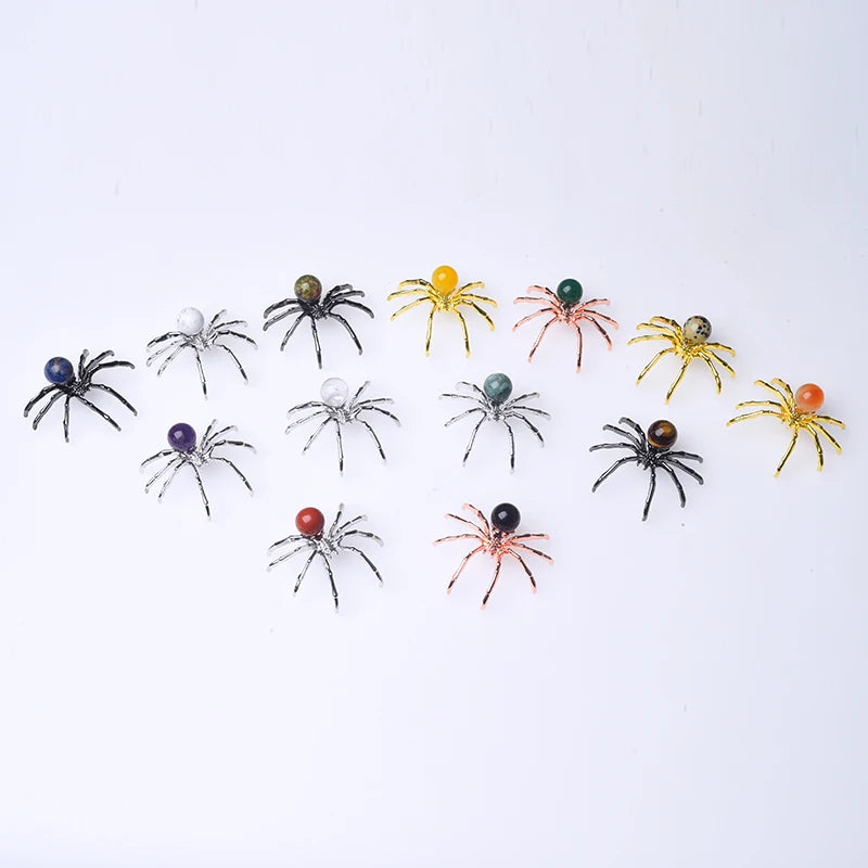 Wholesale Natural Crystal DIY Spider Gemstone Carving for Decoration and Gifts Handmade Crystal Crafts MegaBDM