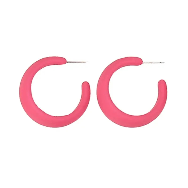 Color Hoop Earrings C-shaped Candy Colored Letter Earring Women's Wedding Engagement Jewelry