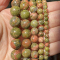 Wholesale 4mm-12mm Natural Unakite Stone Beads Round Loose Gemstone Beads for Jewelry Making Findings DIY Handmade Bracelet