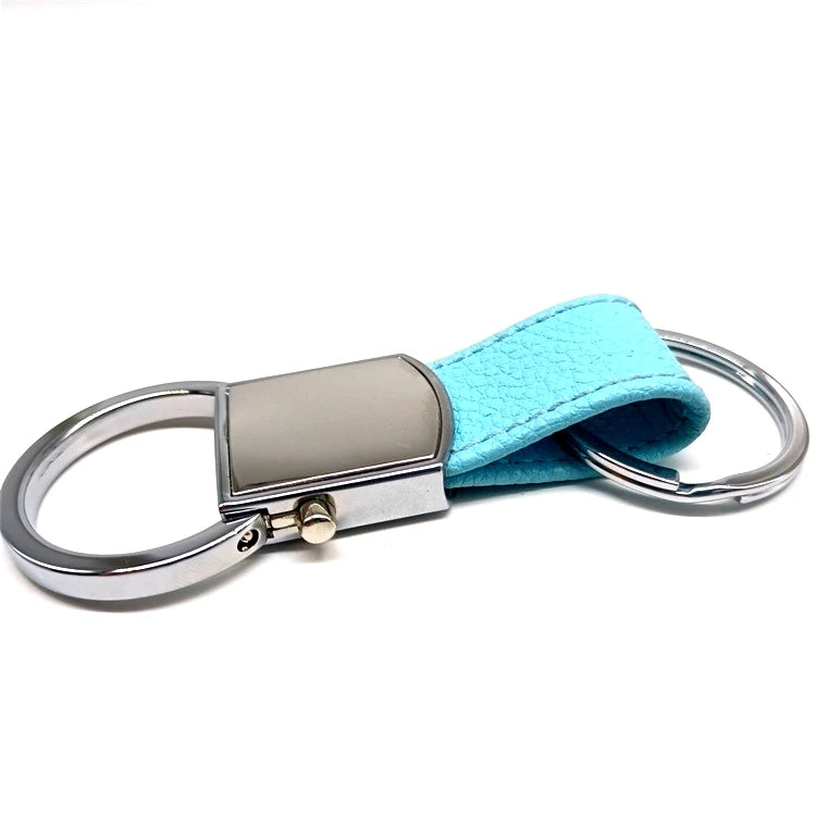 Leather Pu Embossed Leather Keychain China Factory Custom Metal Branded Leather Key Chain