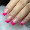 Popular Gold Lines French square Rose Red False Nail Medium Fake Nail to Wear Stick on Nails with Glue
