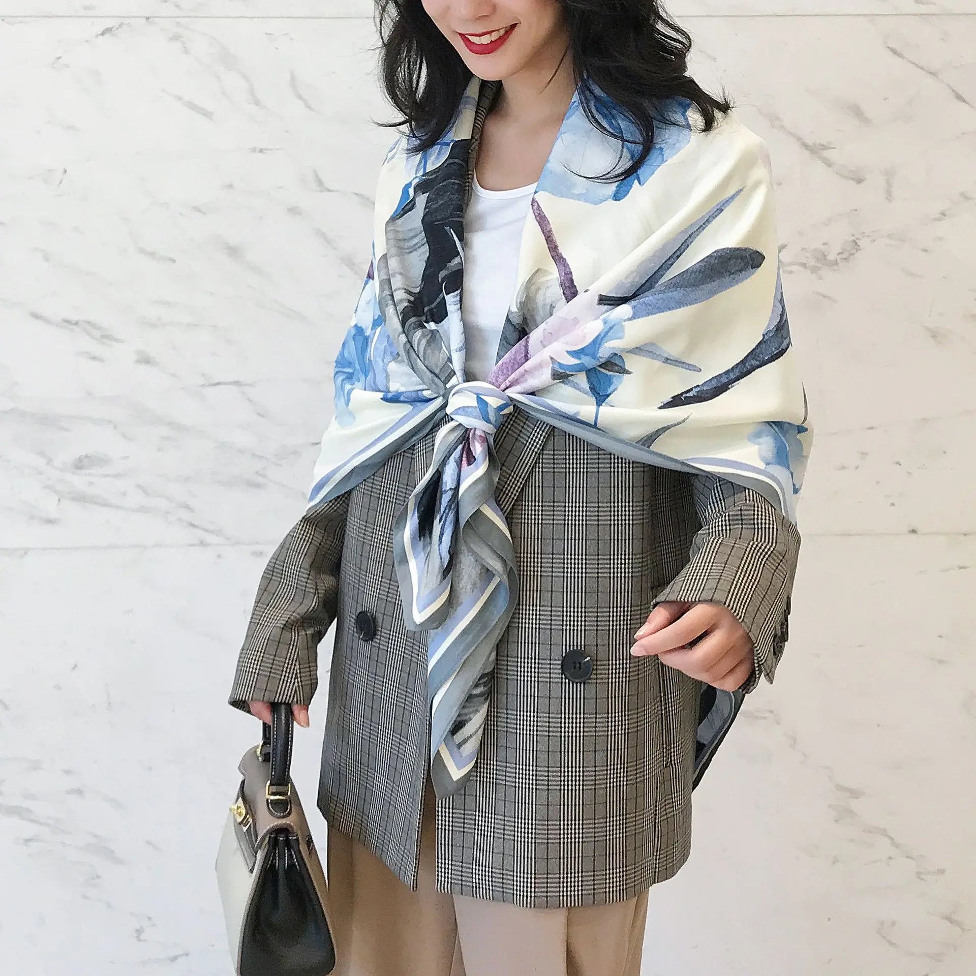 Turkey Square Scarf Hijab for Women 130x130cm Polyester Silk Twill Scarf for Women Ladies Square Shawl